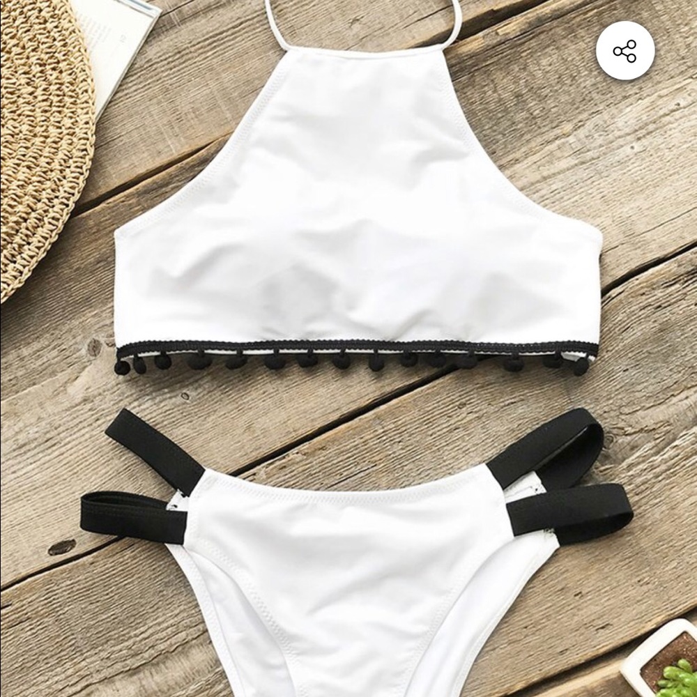 White high neck halter bikini